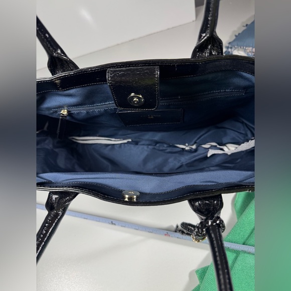 Cole Haan Black Patent Leather Tote Bag Large Structured Shoulder Bag - Picture 8 of 16